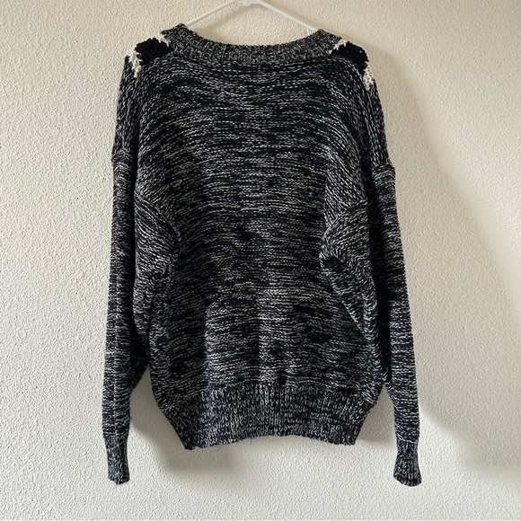 VTG Front Line Men’s Knit Cardigan Medium Black White Argyle Preppy Grandpa - Picture 11 of 11